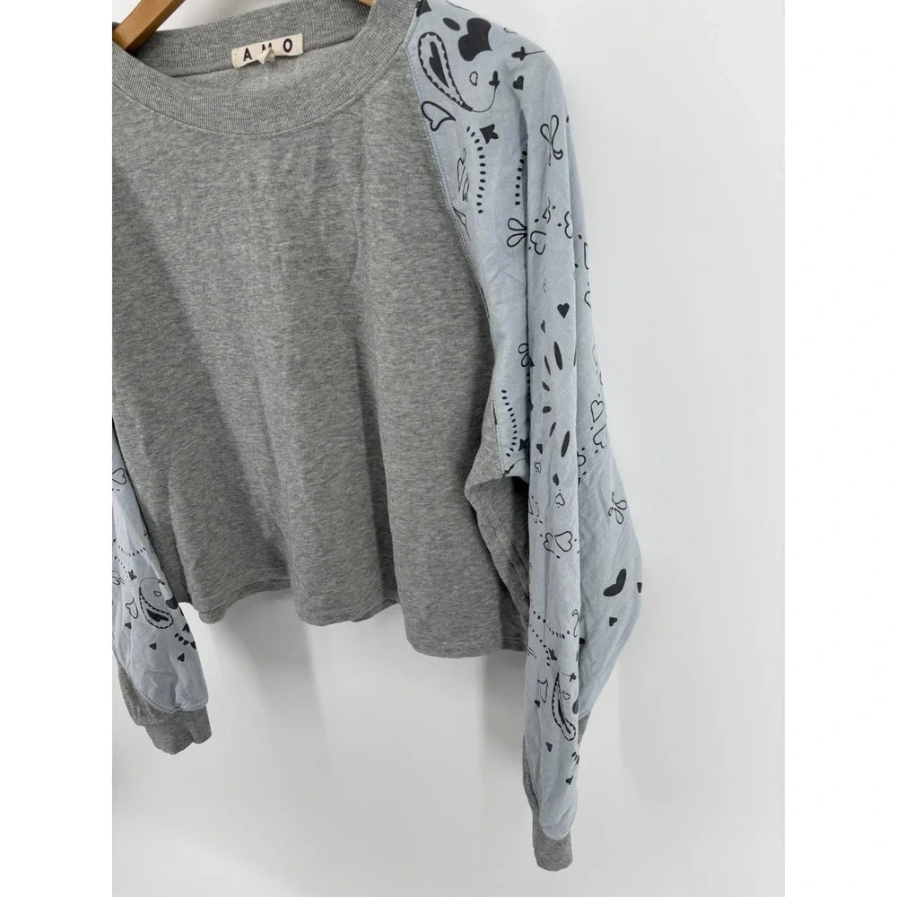 NWOT AMO Bandana Sleeve Crewneck Sweater Sz S Ltd Edition RARE Western Preppy